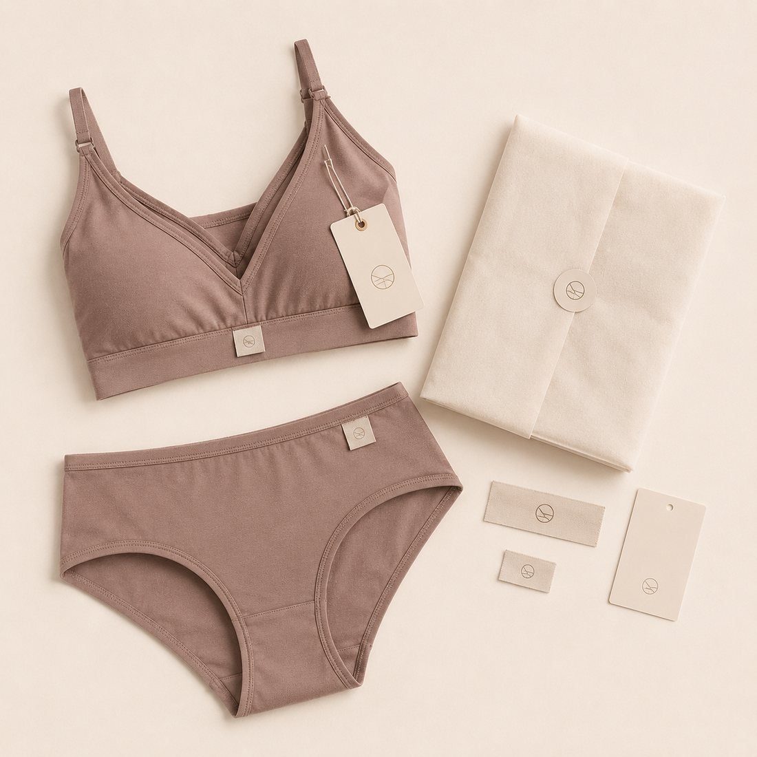 NuedWears private label innerwear with custom brand labels, hang tags and packaging