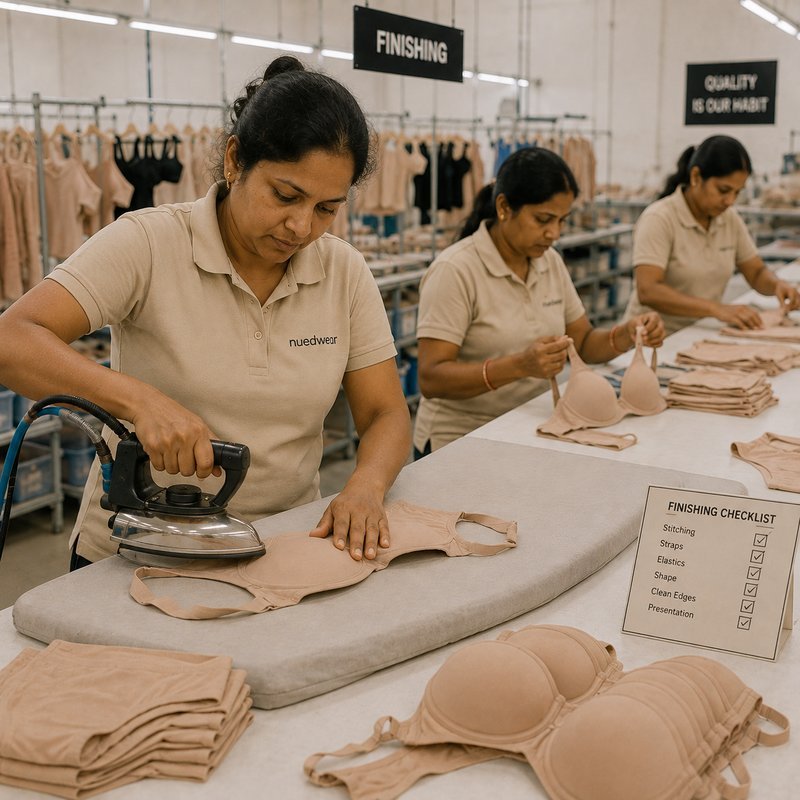 NuedWears finishing section — pressing and finishing before inspection