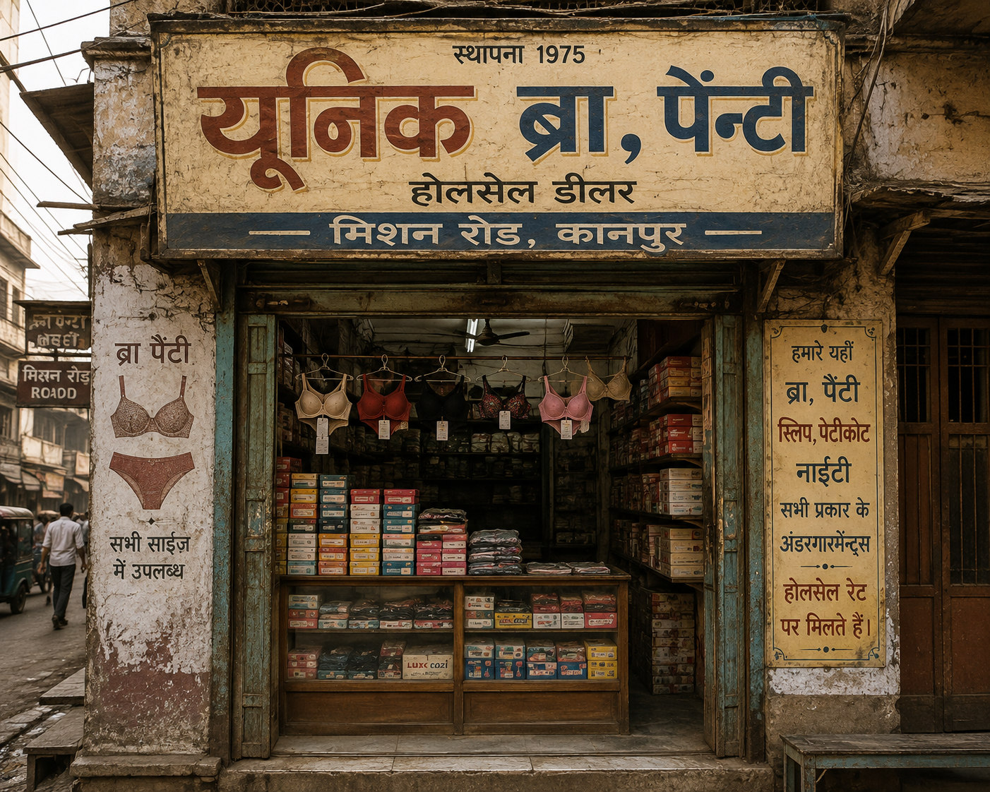 Historic Unique Enterprises bra and panty shop at Meston Road Kanpur