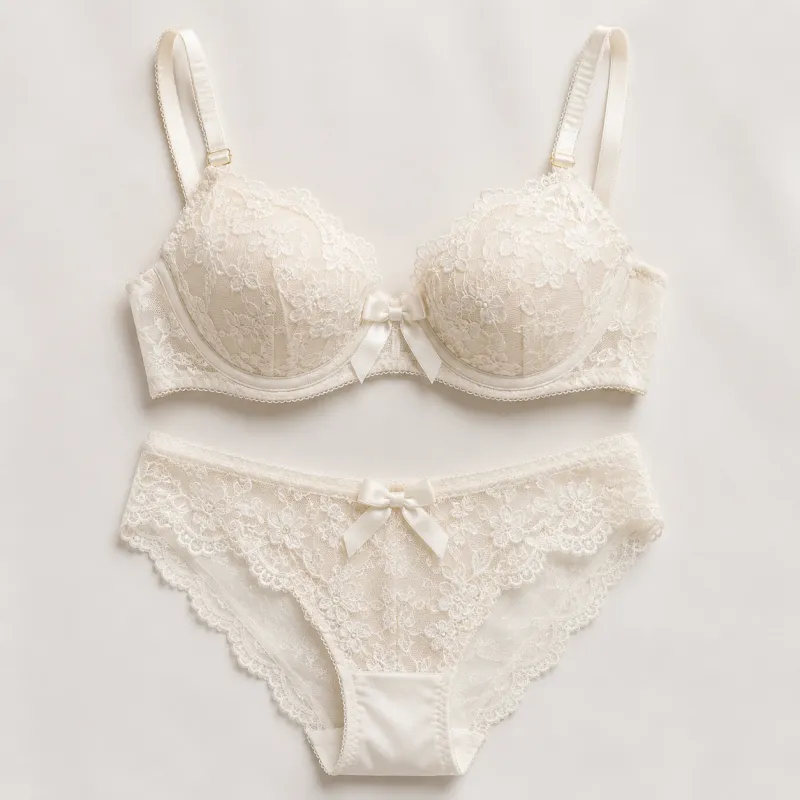 White lace bridal bra and panty set manufactured by NuedWears wholesale